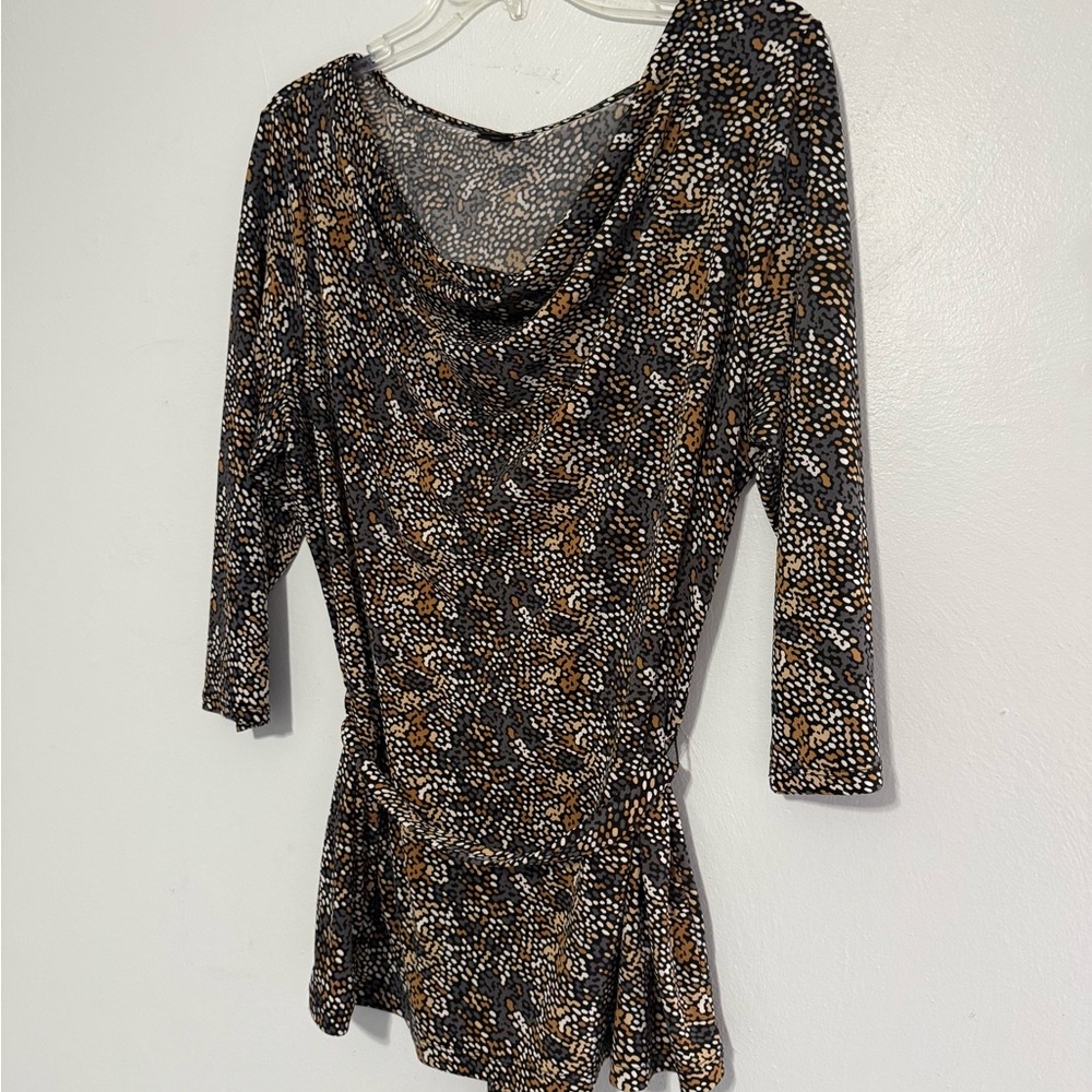 East 5th Black and Tan Patterned Blouse